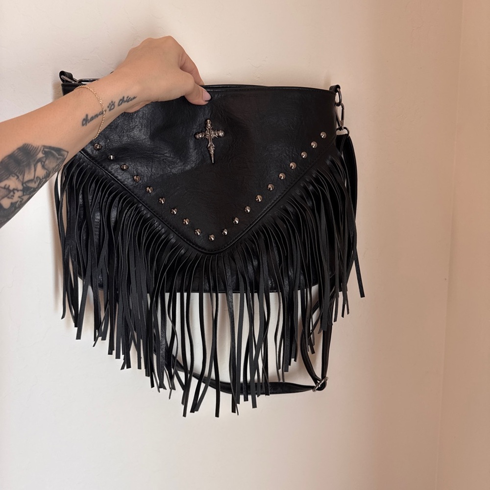 Black Fringe Crossbody Bag